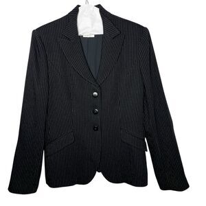 Armani Collezioni Structured Black Pinstripe Black/White Blazer Women Jacket Sz